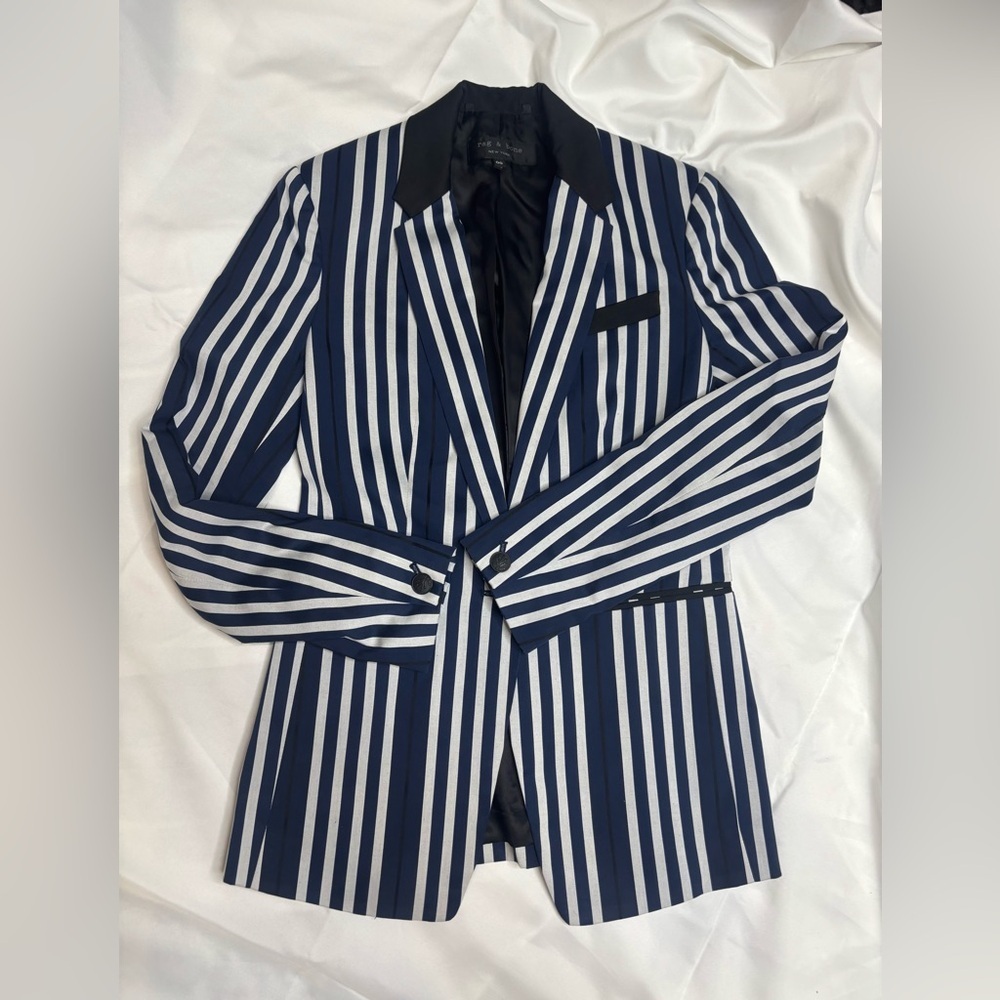 Rag & Bone Windsor Striped Lined Blazer SZ 00 - Picture 2 of 5